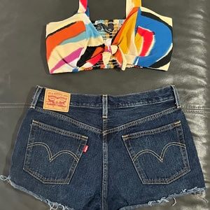 Denim shorts set